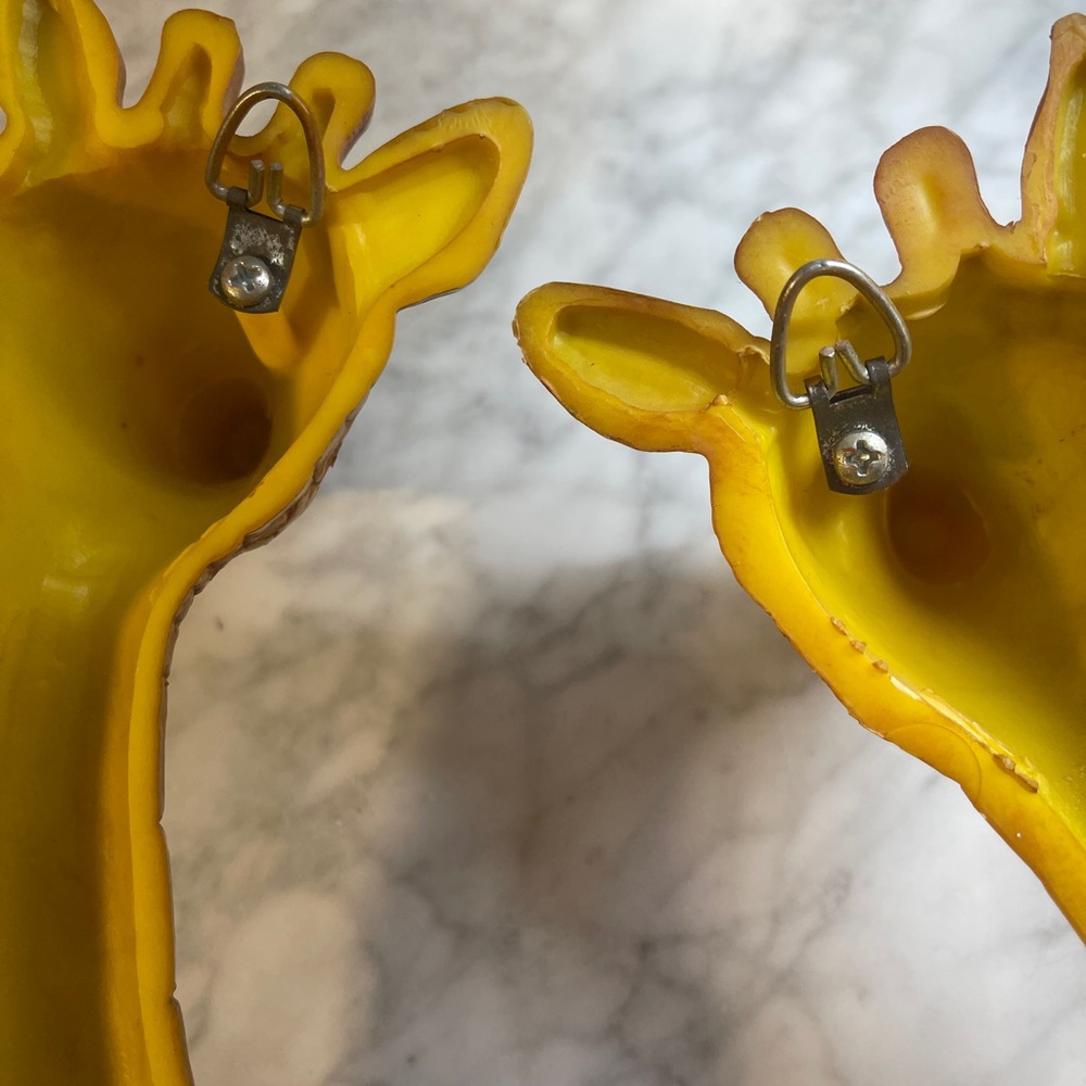 Vtg 1970s Homco 3D Giraffes set of 2 Wall Decor Plastic Kids Room - Picture 6 of 12